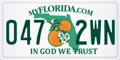 FL license plate 0472WN