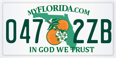 FL license plate 0472ZB