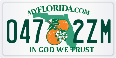 FL license plate 0472ZM