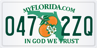FL license plate 0472ZQ