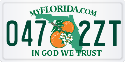 FL license plate 0472ZT