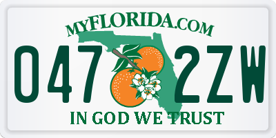 FL license plate 0472ZW