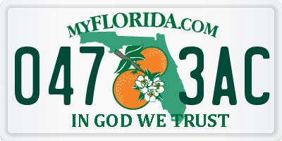 FL license plate 0473AC