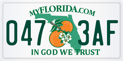 FL license plate 0473AF