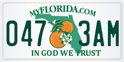 FL license plate 0473AM