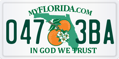 FL license plate 0473BA