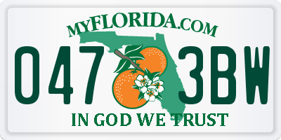 FL license plate 0473BW