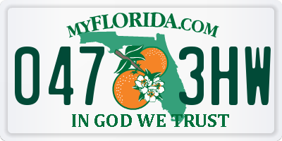 FL license plate 0473HW