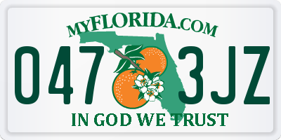 FL license plate 0473JZ