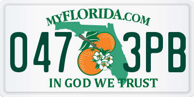 FL license plate 0473PB