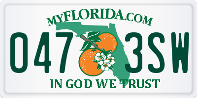 FL license plate 0473SW