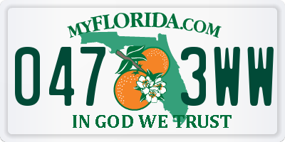 FL license plate 0473WW