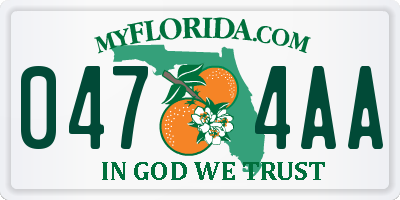 FL license plate 0474AA