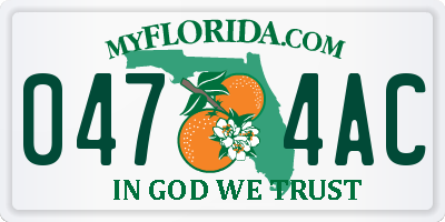 FL license plate 0474AC