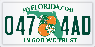 FL license plate 0474AD