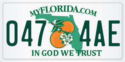 FL license plate 0474AE