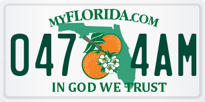 FL license plate 0474AM