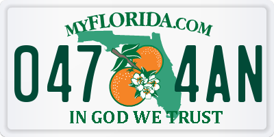 FL license plate 0474AN