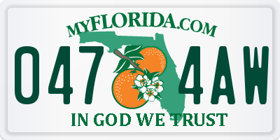 FL license plate 0474AW