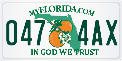 FL license plate 0474AX