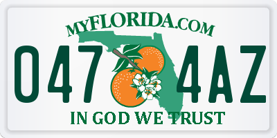 FL license plate 0474AZ