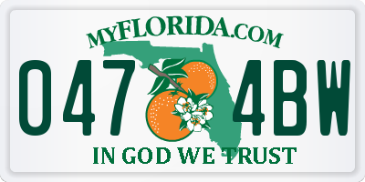 FL license plate 0474BW