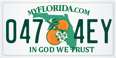 FL license plate 0474EY