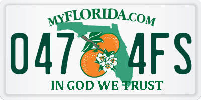 FL license plate 0474FS