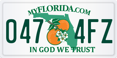 FL license plate 0474FZ