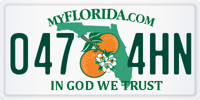 FL license plate 0474HN