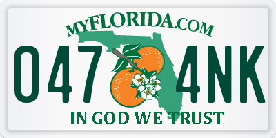 FL license plate 0474NK