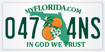 FL license plate 0474NS