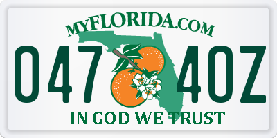 FL license plate 0474OZ
