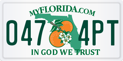 FL license plate 0474PT