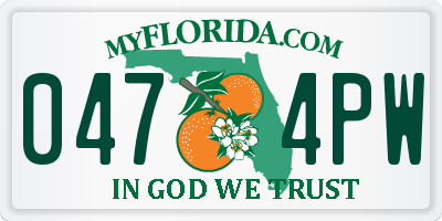 FL license plate 0474PW