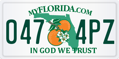 FL license plate 0474PZ