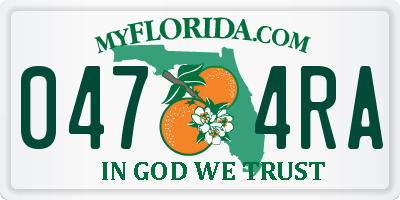 FL license plate 0474RA