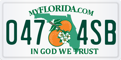 FL license plate 0474SB