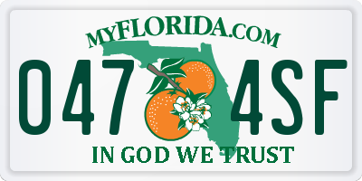 FL license plate 0474SF