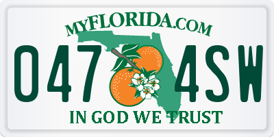 FL license plate 0474SW