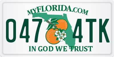 FL license plate 0474TK
