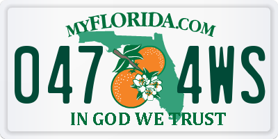 FL license plate 0474WS