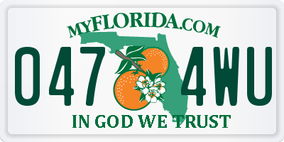 FL license plate 0474WU