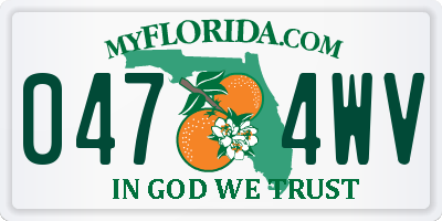 FL license plate 0474WV
