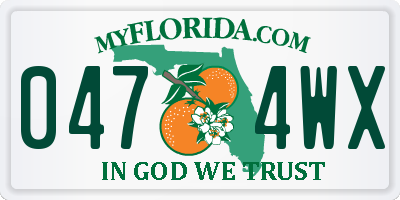 FL license plate 0474WX