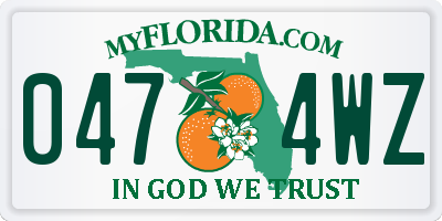 FL license plate 0474WZ