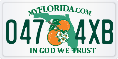 FL license plate 0474XB
