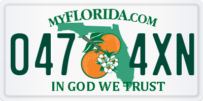 FL license plate 0474XN