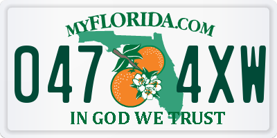 FL license plate 0474XW