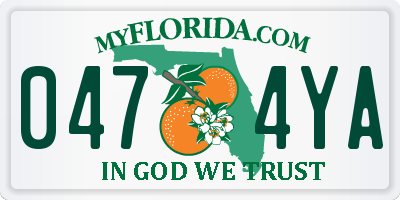 FL license plate 0474YA